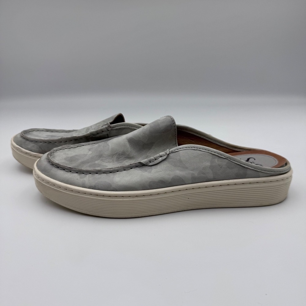 Sofft Somers Camo Leather Mules Grey Camouflage Slip On Platform Shoes Womens 9